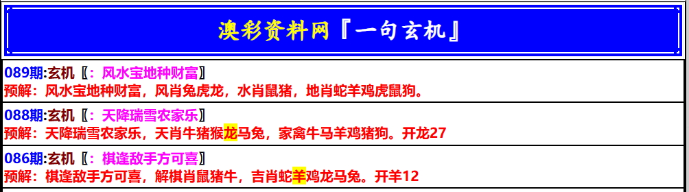 089期澳门一句玄机[图]
